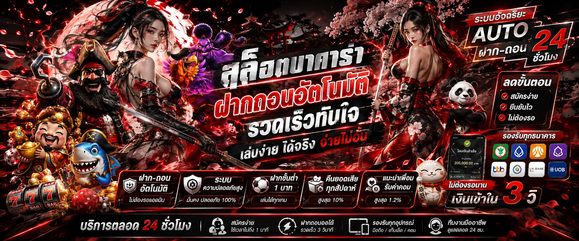 เกมสล็อต คาสิโน กีฬา และหวยออนไลน์ใน RONIN47